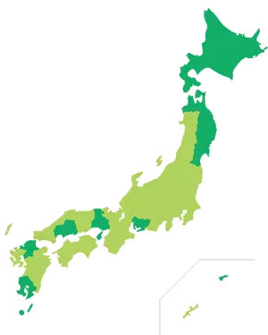 養殖業の主な生産海域を示した日本地図
